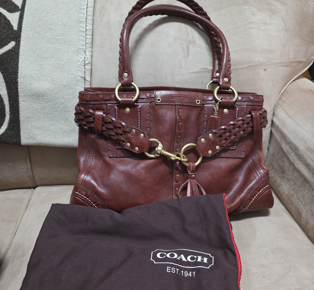 Coach Ltd Ed. Vintage Hamptons Chestnut Brown Braided Leather Tote
